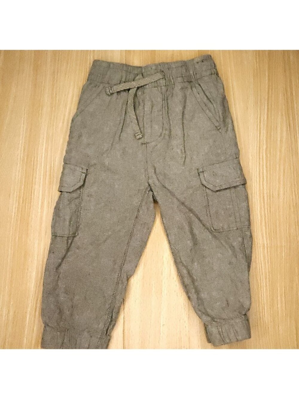 Baby Gap Toddler Boys Green Grey Linen Blend Joggers 18-24 Months
